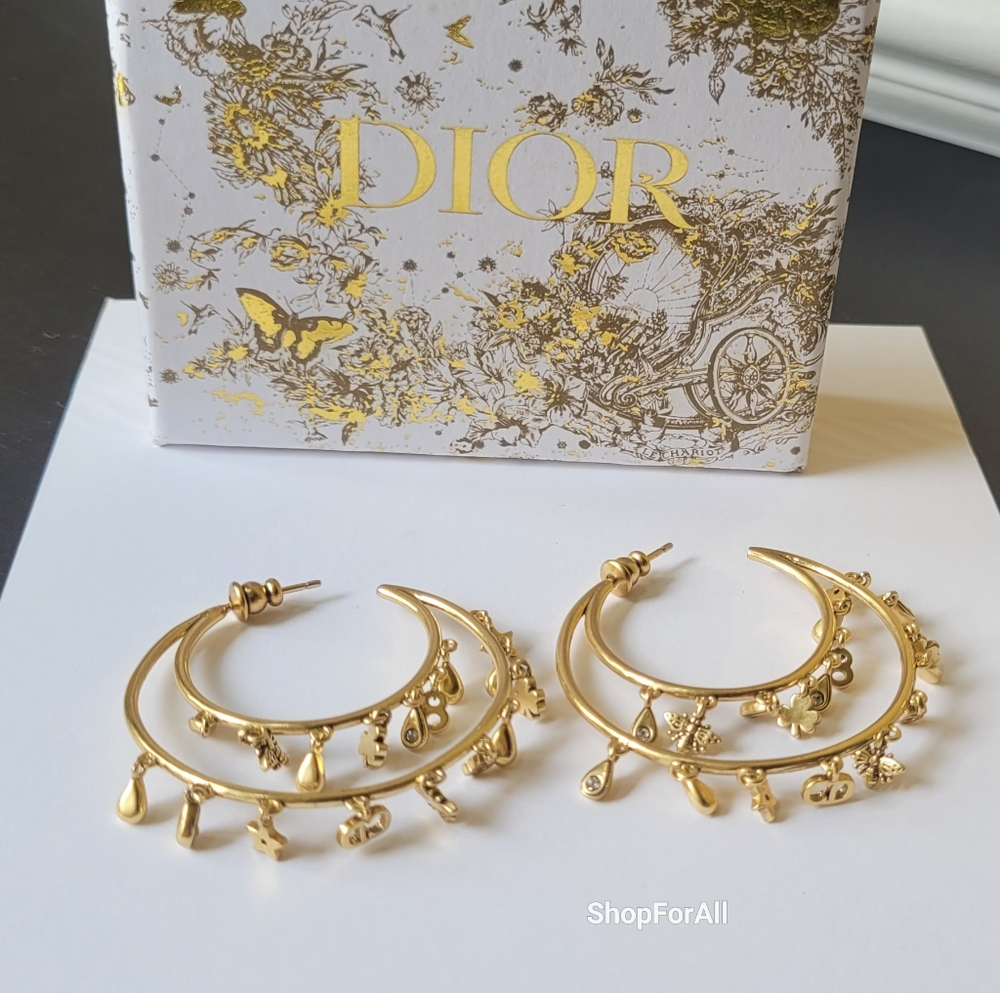 Dior Gold Crescent Moon  Chram Earrings - Picture 12 of 12